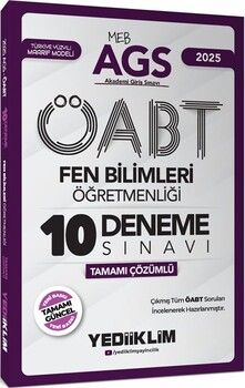 Yediiklim Yayınları 2025 MEB AGS ÖABT Fen Bilimleri Öğretmenliği Tamamı Çözümlü 10 Deneme Sınavı