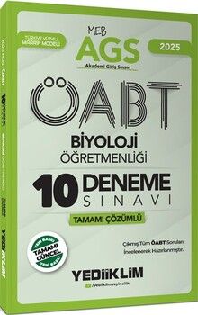 Yediiklim Yayınları 2025 MEB AGS ÖABT Biyoloji Öğretmenliği Tamamı Çözümlü 10 Deneme Sınavı