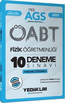 Yediiklim Yayınları 2025 MEB AGS ÖABT Fizik Öğretmenliği Tamamı Çözümlü 10 Deneme Sınavı