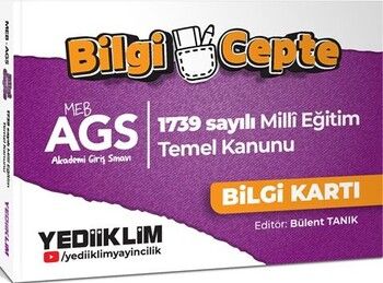 Yediiklim Yayınları MEB AGS Bilgi Cepte 1739 Sayılı Milli Eğitim Temel Kanunu Bilgi Kartı Soru Cevap