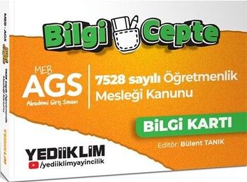 Yediiklim Yayınları MEB AGS Bilgi Cepte 7528 Sayılı Öğretmenlik Meslek Kanunu Bilgi Kartı Soru Cevap