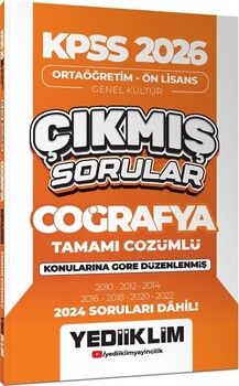 Yediiklim Yayınları 2026 KPSS Ortaöğretim Önlisans Coğrafya Konularına Göre Çıkmış Sorular