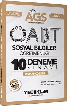 Yediiklim Yayınları 2025 MEB AGS ÖABT Sosyal Bilgiler Öğretmenliği Tamamı Çözümlü 10 Deneme Sınavı