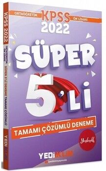 Yediiklim Yayınları 2022 KPSS Ortaöğretim Ön Lisans GY GK Tamamı Çözümlü Süper 5 li Deneme