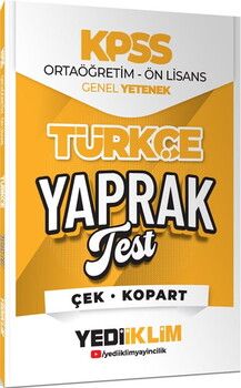 Yediiklim Yayınları 2026 KPSS Ortaöğretim Önlisans Türkçe Çek Kopart Yaprak Test