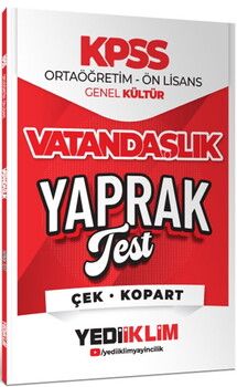 Yediiklim Yayınları KPSS Ortaöğretim Ön Lisans Vatandaşlık Çek Kopart Yaprak Test