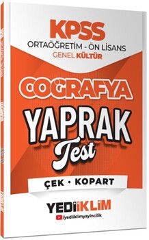 Yediiklim Yayınları KPSS Ortaöğretim Ön Lisans Coğrafya Çek Kopart Yaprak Test