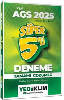 Yediiklim Yayınları 2025 MEB AGS Tamamı Çözümlü Süper 5 li Deneme