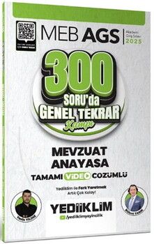 Yediiklim Yayınları 2025 MEB AGS Mevzuat Anayasa 300 Soruda Genel Tekrar Kampı Çözümlü