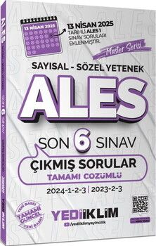 Yediiklim Yayınları ALES Master Serisi Sayısal Sözel Yetenek Tamamı Çözümlü Son 6 Sınav Çıkmış Sorular