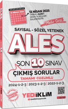 Yediiklim Yayınları ALES Master Serisi Sayısal Sözel Yetenek Tamamı Çözümlü Son 10 Sınav Çıkmış Sorular