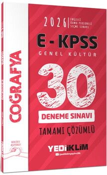 Yediiklim Yayınları 2026 E KPSS Tüm Adaylar İçin Genel Kültür Coğrafya Tamamı Çözümlü 30 Deneme Sınavı