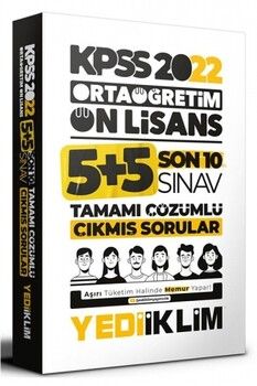 Yediiklim Yayınları 2022 KPSS Ortaöğretim Ön Lisans GY GK Son 10 Sınav Tamamı Çözümlü Çıkmış Sorular