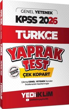 Yediiklim Yayınları 2026 KPSS Genel Yetenek Türkçe Çek Kopart Yaprak Test