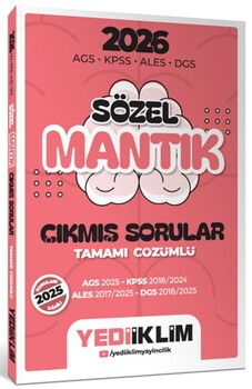 Yediiklim Yayınları 2026 AGS KPSS ALES DGS Sözel Mantık Tamamı Çözümlü Çıkmış Sorular