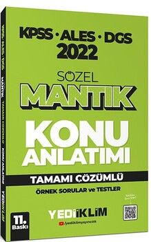 Yediiklim Yayınları 2022 KPSS ALES DGS Sözel Mantık Konu Anlatımı