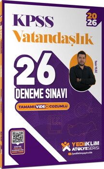 Yediiklim Yayınları 2026 KPSS Vatandaşlık Tamamı Video Çözümlü 26 Deneme Sınavı