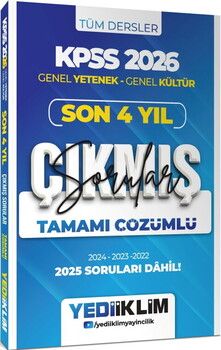 Yediiklim Yayınları 2026 KPSS Genel Yetenek Genel Kültür Son 4 Yıl Tamamı Çözümlü Çıkmış Sorular