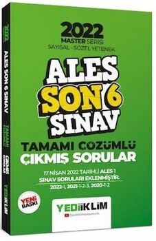 Yediiklim Yayınları 2022 ALES Master Serisi Sayısal Sözel Yetenek Son 6 Sınav Tamamı Çözümlü Çıkmış Sorular