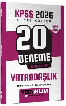 Yediiklim Yayınları 2026 KPSS Vatandaşlık 20 Deneme