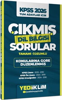 Yediiklim Yayınları 2026 KPSS Tüm Adaylar İçin Dil Bilgisi Konularına Göre Düzenlenmiş Tamamı Çözümlü Çıkmış Sorular