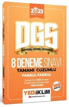  Yediiklim Yayınları 2023 DGS Prestij Serisi Tamamı Çözümlü 8 Fasikül Deneme