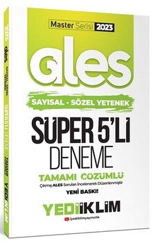 Yediiklim Yayınları 2023 Master Serisi Ales Sayısal Sözel Yetenek Tamamı Çözümlü Süper 5 li Deneme