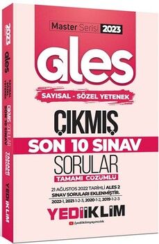 Yediiklim Yayınları 2023 Master Serisi Ales Sayısal Sözel Yetenek Son 10 Sınav Tamamı Çözümlü Çıkmış Sorular