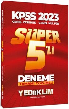 Yediiklim Yayınları 2023 KPSS Genel Yetenek Genel Kültür Tamamı Çözümlü Süper 5 li Deneme