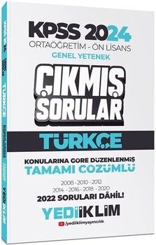 Yediiklim Yayınları 2024 KPSS Ortaöğretim Önlisans Türkçe Konularına Göre Çıkmış Sorular