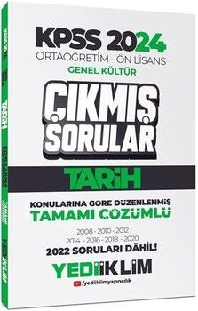 Yediiklim Yayınları 2024 KPSS Ortaöğretim Önlisans Tarih Konularına Göre Çıkmış Sorular