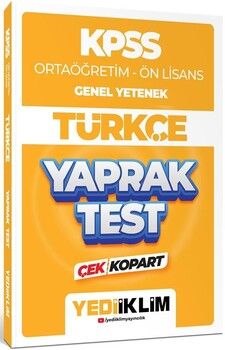 Yediiklim Yayınları 2024 KPSS Ortaöğretim Ön Lisans Genel Yetenek Türkçe Çek Kopart Yaprak Test