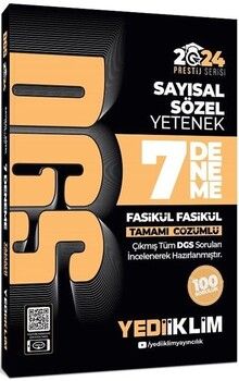 Yediiklim Yayınları 2024 DGS Prestij Sayısal-Sözel Yetenek 7 Fasikül Deneme