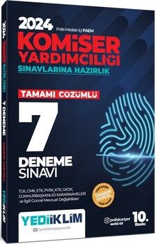 Yediiklim Yayınları 2024 Polis Meslek İçi PAEM Komiser Yardımcılığı Sınavlarına Hazırlık Tamamı Çözümlü 7 Deneme Sınavı