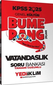 Yediiklim Yayınları 2025 KPSS Genel Kültür Bumerang Vatandaşlık Tamamı Çözümlü Soru Bankası