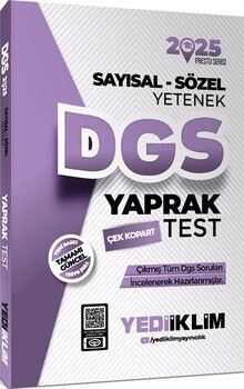 Yediiklim Yayınları 2025 DGS Sayısal Sözel Yetenek Çek Kopart Yaprak Test