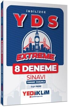 Yediiklim  YDS İngilizce Extreme Tamamı Çözümlü 8 Deneme Sınavı