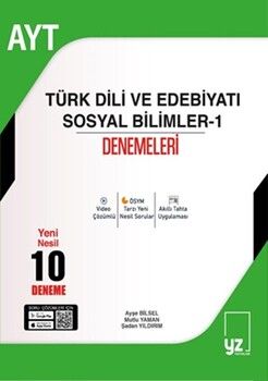 YZ Yayınları AYT Türk Dili ve Edebiyatı Sosyal Bilimler-1 10 Deneme Sınavı