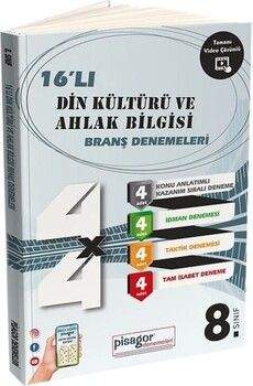 Zeka Küpü Yayınları 8. Sınıf Din Kültürü ve Ahlak Bilgisi 16 lı Branş Denemeleri