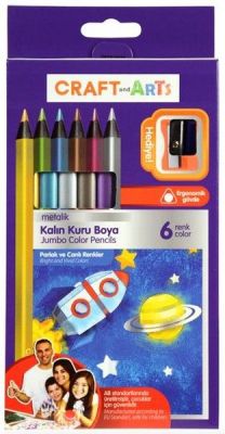 Craft and Arts Metalik Jumbo Kalın Kuru Kalem Boyası 6 lı