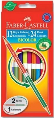 Faber Castell Bicolor 2 Taraflı Kuru Boya Kalemi 12 li 5171120612
