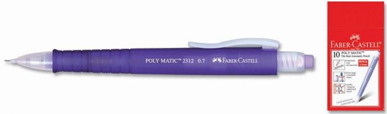 Faber Castell Poly Matic 0.7 cm Mor Uçlu Silgili Mekanik Şeffaf Kalem 231236