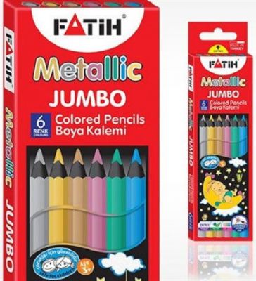 Fatih Jumbo Metalik Renkli Kuru Boya Kalemi Tam Boy 6 lı 33360