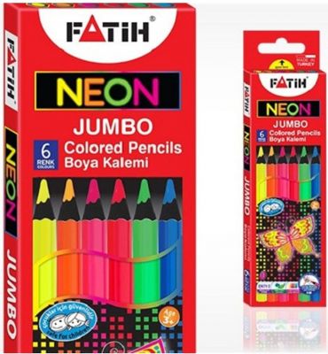 Fatih Jumbo Neon Renkli Kuru Boya Kalemi Tam Boy 6 lı 33385
