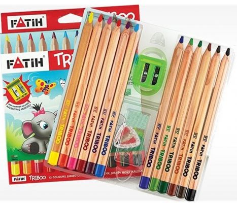 Fatih Triboo Natural Jumbo Kuru Boya Kalemi 12 li 33426