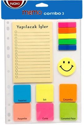 Noki Memo Combo 3 Yapışkanlı Planlayıcı Not Kağıtı Seti 12703
