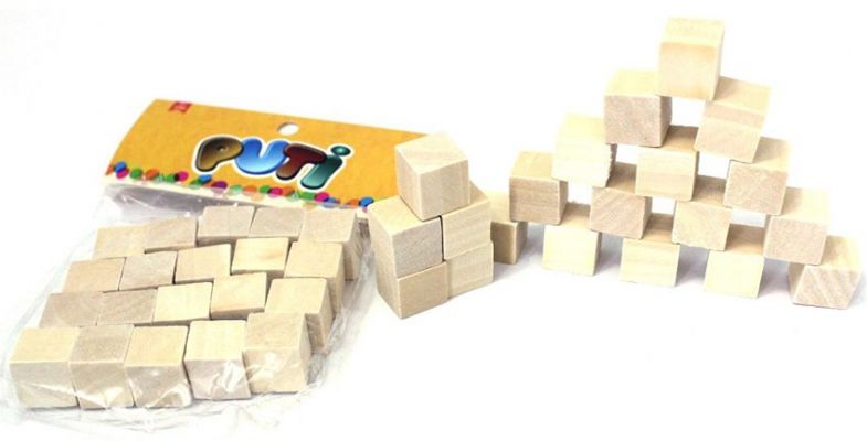 Puti Ahşap Küp Natural 20 li 8887