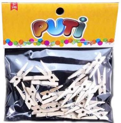 Puti Ahşap Natural Renk Mandal 24 lü 4674