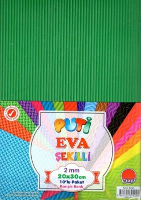 Puti Çizgili Şekilli Eva 2 mm 20x30 cm Karışık Renkli 10 lu 5244