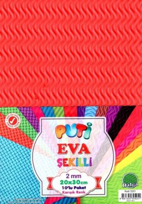 Puti Dalga Şekilli Eva 2 mm 20x30 cm Karışık Renkli 10 lu 5251